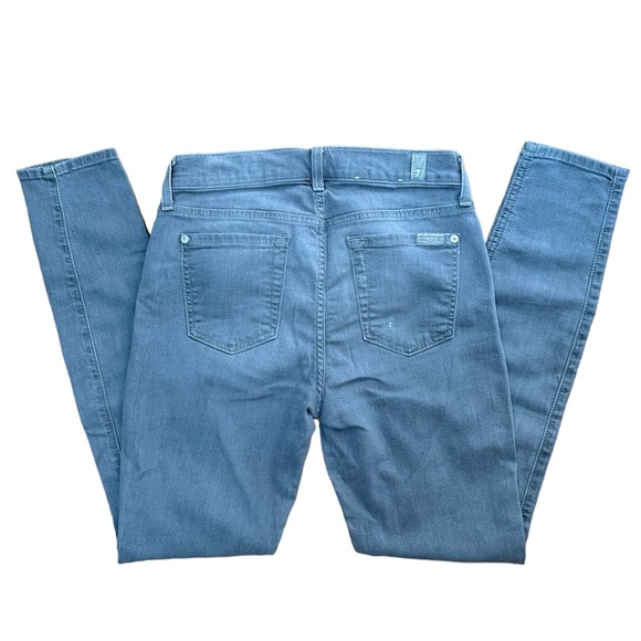 7 For All Mankind Women’s The Ankle Skinny Jeans Faded Light Gray Denim Size 25 - Picture 2 of 4